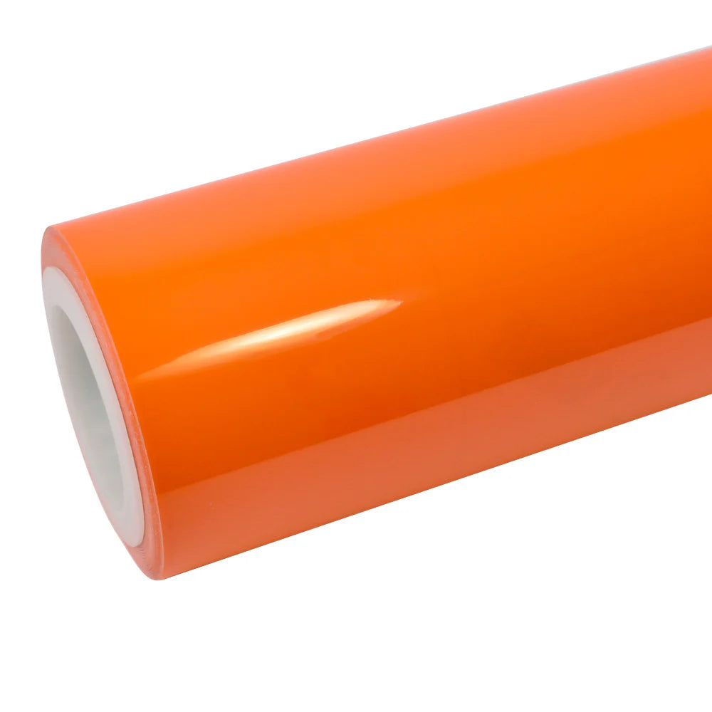 Gloss Crystal Hermès Orange vinyl wrap roll - A translucent, luxury orange with mirror shine - Kaleido