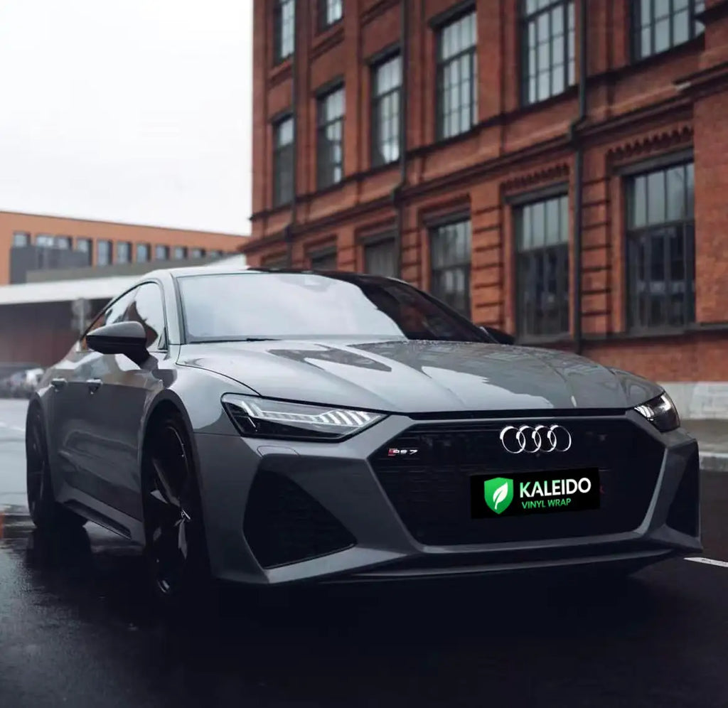 Gloss RS Nardo Grey Deep wrap on an Audi RS7 Sportback - front-right angle - Kaleido