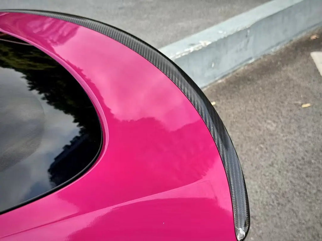 Macro detail of Ruby Night Star gloss vinyl on Porsche 911 Sport Classic rear decklid - Kaleido