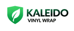Transparent brand logo of Kaleido Vinyl Wrap - Green shield and text design - Kaleido