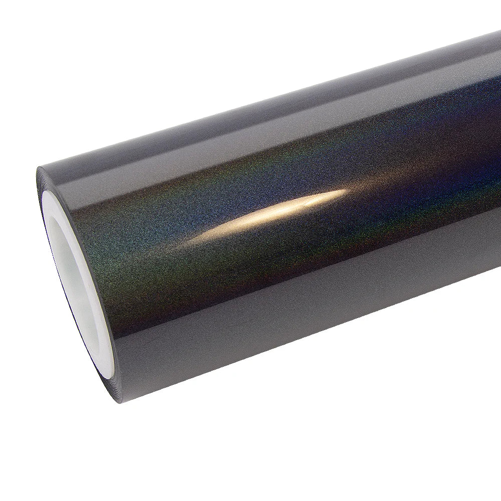 Laser Holographic Gray vinyl wrap roll - shifts from gray to full rainbow spectrum - Kaleido
