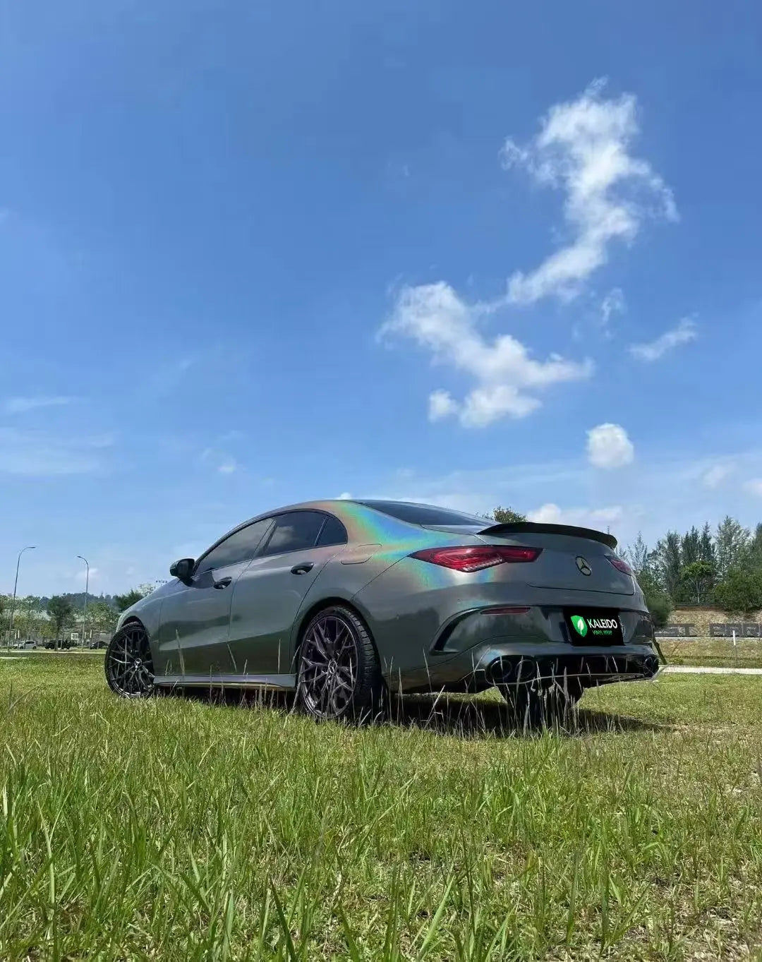 Mercedes CLA-Class in Laser Holographic Gray vinyl - rear-left view - Kaleido