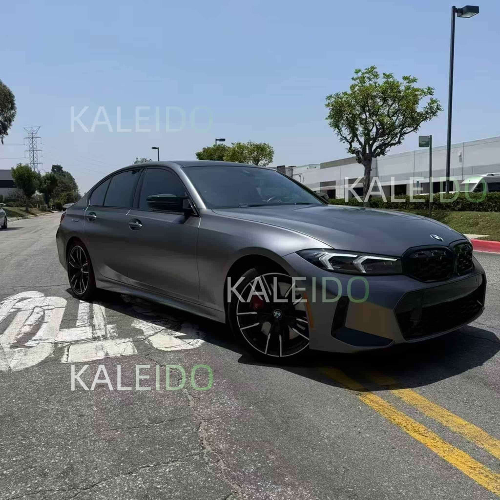 AMG Selenite Grey satin chrome wrap on a BMW 3 Series - Kaleido